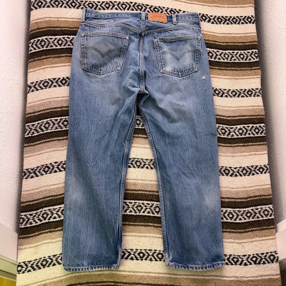 Men's Vintage 90's Levi's 501 XX Button Fly Light Wash Denim Blue Jeans 37 x 29